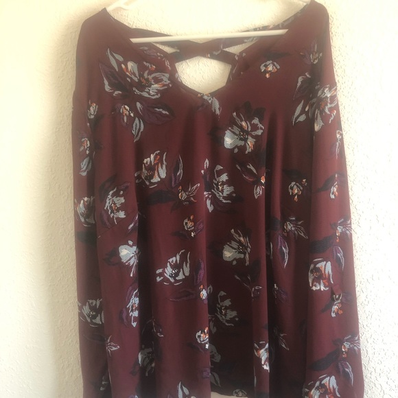 Maurices Tops - Burgundy Chiffon Floral Top